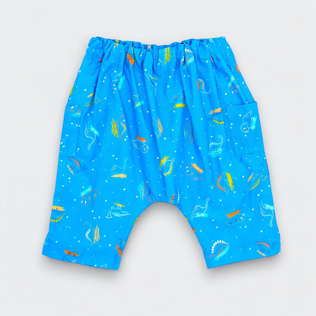 2-Piece Cotton Lake Blue Dinosaur Print Shirt and Pants Set Pants Close Up