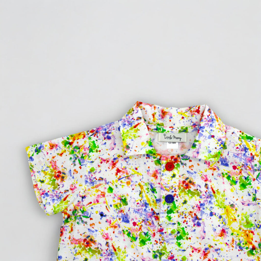 Splotch Cotton Polo-Style Shirt for Babies and Kids Detail View