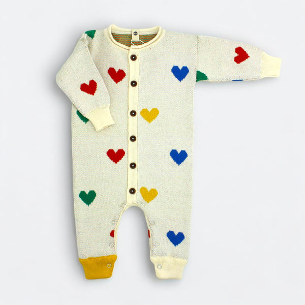 Organic Knit Onesie with Heart Pattern